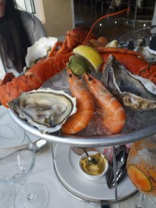 cruise in Paris. Seafood platter.